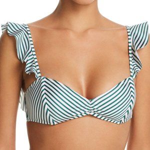 Tori Praver Vada Striped Ruffle Bikini Top